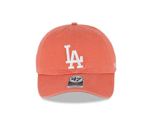 Load image into Gallery viewer, Los Angeles Dodgers &#39;47 Brand MLB Clean Up Adjustable Cap Hat Orange Crown/Visor White Logo 
