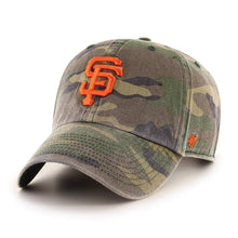 Load image into Gallery viewer, San Francisco Giants &#39;47 MLB Clean Up Adjustable Cap Hat Camo Crown/Visor Orange Logo 
