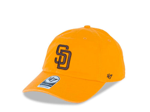 San Diego Padres '47 MLB Clean Up Adjustable Cap Hat Gold Crown/Visor Dark Brown Logo 