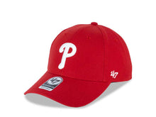 Load image into Gallery viewer, Philadelphia Phillies &#39;47 Brand MLB MVP Adjustable Cap Hat Red Crown/Visor White Logo 
