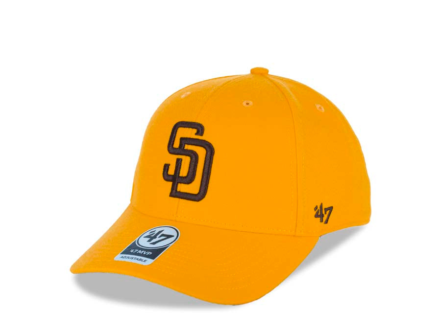 San Diego Padres '47 MLB MVP Adjustable Cap Hat Gold Crown/Visor Dark Brown Logo 