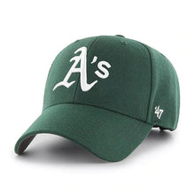 Load image into Gallery viewer, Oakland Athletics &#39;47 Brand MLB MVP Adjustable Cap Hat Dark Green Crown/Visor White Logo 
