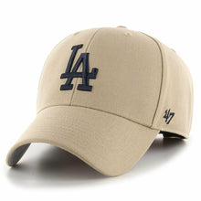 Load image into Gallery viewer, Los Angeles Dodgers &#39;47 Brand MLB MVP Adjustable Cap Hat Khaki Crown/Visor Black Logo 
