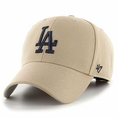 Los Angeles Dodgers '47 Brand MLB MVP Adjustable Cap Hat Khaki Crown/Visor Black Logo 