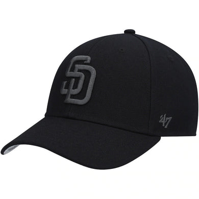 San Diego Padres '47 MLB MVP Adjustable Cap Hat Black Crown/Visor Dark Gray Logo 