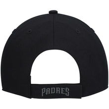 Load image into Gallery viewer, San Diego Padres &#39;47 MLB MVP Adjustable Cap Hat Black Crown/Visor Dark Gray Logo 
