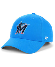 Load image into Gallery viewer, Miami Marlins &#39;47 Brand MLB MVP Adjustable Cap Hat Snapshot Blue Crown/Visor Team Color Logo 
