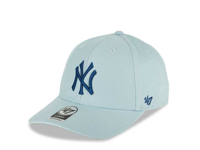 New York Yankees '47 Brand MLB MVP Adjustable Cap Hat Blue Tint Crown/Visor Royal Blue Logo 