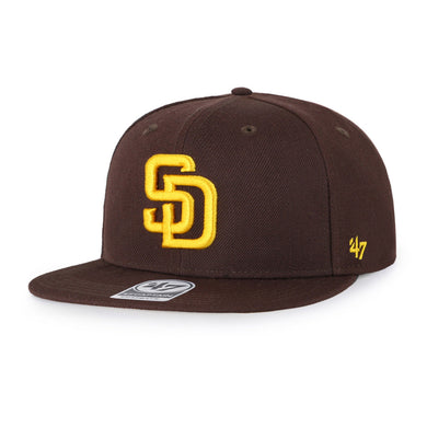 San Diego Padres '47 Brand MLB Snapback Cap Hat Brown Crown/Visor Yellow Logo 