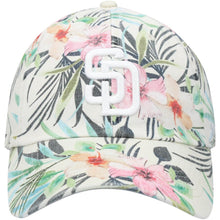 Load image into Gallery viewer, (Women) San Diego Padres &#39;47 Brand MLB Clean Up Adjustable Cap Hat Floral Crown/Visor White Logo 
