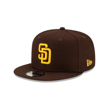 Load image into Gallery viewer, San Diego Padres New Era MLB 9FIFTY 950 Snapback Cap Hat Brown Crown/Visor Yellow Logo Jackie Robinson Day Side Patch
