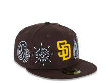 Load image into Gallery viewer, San Diego Padres New Era MLB 59FIFTY 5950 Fitted Cap Hat Brown Crown/Visor Yellow Logo (Paisley)
