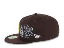 Load image into Gallery viewer, San Diego Padres New Era MLB 59FIFTY 5950 Fitted Cap Hat Brown Crown/Visor Yellow Logo (Paisley)
