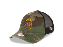 Load image into Gallery viewer, San Diego Padres New Era MLB 9TWENTY 920 Mesh Trucker Adjustable Cap Hat Camo/Black Crown/Visor Brown/Yellow Logo 
