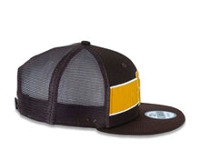 Load image into Gallery viewer, San Diego Padres New Era MLB 9FIFTY 950 Tonal Band Mesh Trucker Snapback Cap Hat Brown Crown/Visor Yellow/White Logo 
