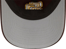 Load image into Gallery viewer, San Diego Padres New Era MLB 9TWENTY 920 2022 Clubhouse Mesh Trucker Adjustable Cap Hat Brown Crown/Visor Brown/Yellow Logo 
