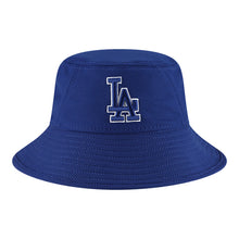 Load image into Gallery viewer, Los Angeles Dodgers New Era MLB Bucket Cap Hat Royal Blue Crown/Visor Royal Blue/White Logo (2022 Batting Practice)
