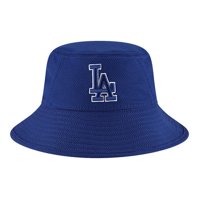 Los Angeles Dodgers New Era MLB Bucket Cap Hat Royal Blue Crown/Visor Royal Blue/White Logo (2022 Batting Practice)