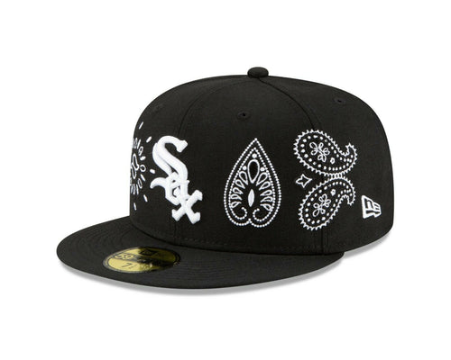 Chicago White Sox New Era MLB 59FIFTY 5950 Fitted Cap Hat Black Crown/Visor White Logo (Paisley)