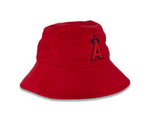Load image into Gallery viewer, Los Angeles Anaheim Angels New Era MLB Bucket Cap Hat Red Crown/Visor Red/Navy Logo (2022 Batting Practice)

