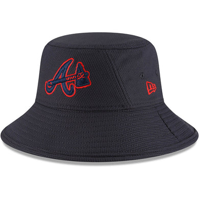 Atlanta Braves New Era MLB Bucket Cap Hat Navy Crown/Visor Navy/Red Tomahawk Axe Logo (2022 Batting Practice)