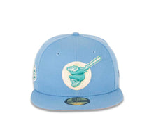 Load image into Gallery viewer, San Diego Padres New Era MLB 59FIFTY 5950 Fitted Cap Hat Sky Blue Crown/Visor Blue Wisteria/White “Friar” Logo 50th Anniversary Side Patch Pink UV
