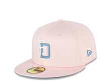 Load image into Gallery viewer, San Diego Padres New Era MLB 59FIFTY 5950 Fitted Cap Hat Pink Crown/Visor White/Neon Blue Logo 50th Anniversary Side Patch Neon Blue UV
