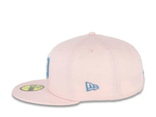 Load image into Gallery viewer, San Diego Padres New Era MLB 59FIFTY 5950 Fitted Cap Hat Pink Crown/Visor White/Neon Blue Logo 50th Anniversary Side Patch Neon Blue UV
