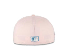 Load image into Gallery viewer, San Diego Padres New Era MLB 59FIFTY 5950 Fitted Cap Hat Pink Crown/Visor White/Neon Blue Logo 50th Anniversary Side Patch Neon Blue UV
