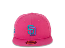 Load image into Gallery viewer, San Diego Padres New Era MLB 59FIFTY 5950 Fitted Cap Hat Beet Root Purple Crown/Visor Teal/Lake Purple Logo 50th Anniversary Side Patch Pink UV
