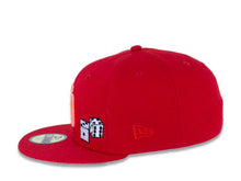 Load image into Gallery viewer, San Diego Padres New Era MLB 59FIFTY 5950 Fitted Cap Hat Red Crown/Visor Pink Glow Logo With Dice 40th Anniversary Side Patch Pink UV
