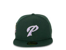 Load image into Gallery viewer, San Diego Padres New Era MLB 59FIFTY 5950 Fitted Cap Hat Dark Green Crown/Visor Light Purple/White Logo 40th Anniversary Side Patch Light Purple UV
