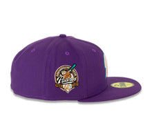 Load image into Gallery viewer, San Diego Padres New Era MLB 59FIFTY 5950 Fitted Cap Hat Deep Purple Crown/Visor Pink/Teal “P” Logo 40th Anniversary Side Patch Pink UV
