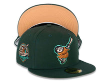 Load image into Gallery viewer, San Diego Padres New Era MLB 59FIFTY 5950 Fitted Cap Hat Dark Green Crown/Visor Metallic Copper/Peach Logo 40th Anniversary Side Patch Peach UV
