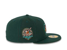 Load image into Gallery viewer, San Diego Padres New Era MLB 59FIFTY 5950 Fitted Cap Hat Dark Green Crown/Visor Metallic Copper/Peach Logo 40th Anniversary Side Patch Peach UV
