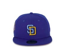 Load image into Gallery viewer, San Diego Padres New Era MLB 59FIFTY 5950 Fitted Cap Hat Light Royal Crown/Visor Sky Blue/Cheviot Gold Logo 1992 All-Star Game Side Patch Purple UV
