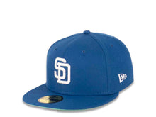 Load image into Gallery viewer, San Diego Padres New Era MLB 59FIFTY 5950 Fitted Cap Hat Light Royal Blue Crown/Visor White Logo 1998 World Series Side Patch Clear Mint UV
