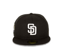Load image into Gallery viewer, San Diego Padres New Era MLB 59Fifty 5950 Fitted Cap Hat Black Crown White Logo 40th Anniversary Side Patch

