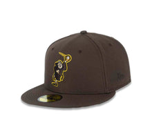 Load image into Gallery viewer, San Diego Padres New Era MLB 59FIFTY 5950 Fitted Cap Hat Brown Crown/Visor Brown/Yellow “Catching Friar” Logo 40th Anniversary Side Patch Green UV
