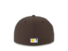 Load image into Gallery viewer, San Diego Padres New Era MLB 59FIFTY 5950 Fitted Cap Hat Brown Crown/Visor Brown/Yellow “Catching Friar” Logo 40th Anniversary Side Patch Green UV
