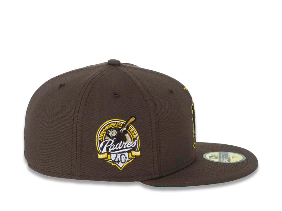 San Diego Padres New Era MLB 59FIFTY 5950 Fitted Cap Hat Camel Crown Dark Brown Visor Brown/Yellow Swinging Friar Logo 1978 All-Star Game Side Patch 7