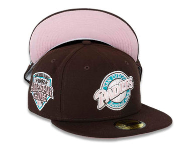 San Diego Padres New Era MLB 59FIFTY 5950 Fitted Cap Hat Dark Brown Crown/Visor Pink/Teal 