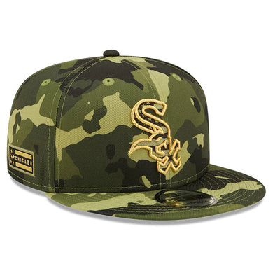Chicago White Sox New Era MLB 9FIFTY 950 Snapback Cap Hat Camo Crown/Visor Camo Flag/Gold Logo (2022 Armed Forces Day)