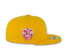 Load image into Gallery viewer, San Diego Padres New Era MLB 59FIFTY 5950 Fitted Cap Hat A Gold Crown/Visor White/Pink Logo 2016 All-Star Game Side Patch Pink UV
