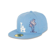 Load image into Gallery viewer, Los Angeles Dodgers New Era MLB 59FIFTY 5950 Fitted Cap Hat Sky Blue Crown/Visor White Logo with Palm Tree 1992 All-Star Game Side Patch Heart on the Back Pink UV 
