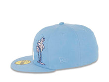 Load image into Gallery viewer, Los Angeles Dodgers New Era MLB 59FIFTY 5950 Fitted Cap Hat Sky Blue Crown/Visor White Logo with Palm Tree 1992 All-Star Game Side Patch Heart on the Back Pink UV 
