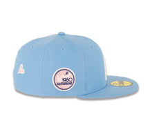 Load image into Gallery viewer, Los Angeles Dodgers New Era MLB 59FIFTY 5950 Fitted Cap Hat Sky Blue Crown/Visor White Logo with Palm Tree 1992 All-Star Game Side Patch Heart on the Back Pink UV 
