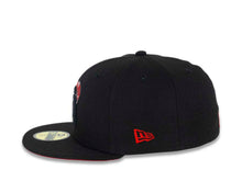 Load image into Gallery viewer, San Diego Padres New Era MLB 59FIFTY 5950 Fitted Cap Hat Black Crown/Visor Black/Red/White &quot;SD Cap&quot; Logo 50th Anniversary Side Patch Red UV
