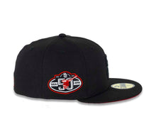 Load image into Gallery viewer, San Diego Padres New Era MLB 59FIFTY 5950 Fitted Cap Hat Black Crown/Visor Black/Red/White &quot;SD Cap&quot; Logo 50th Anniversary Side Patch Red UV
