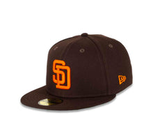 Load image into Gallery viewer, San Diego Padres New Era MLB 59Fifty 5950 Fitted Cap Hat Dark Brown Crown Orange Logo San Diego Stadium Side Patch Green UV
